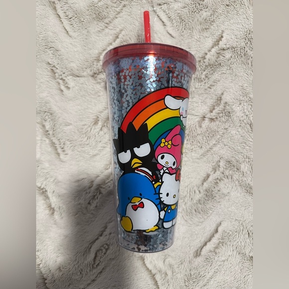 Hello Kitty x Friends Sanrio Rainbow Glitter Tumbler with Red Lid - Picture 2 of 10